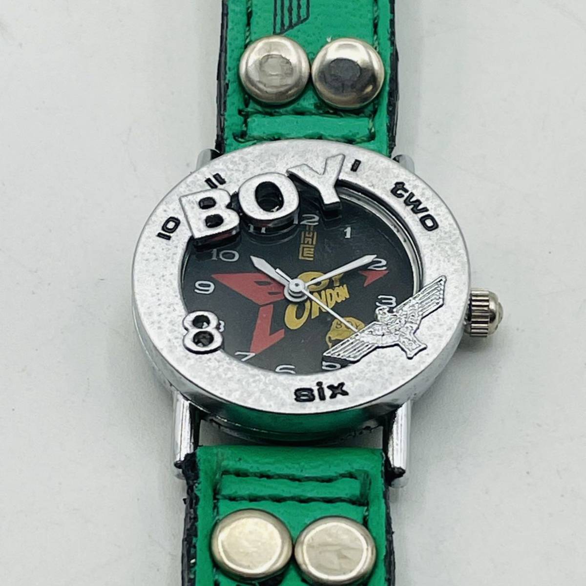 【未稼働品】 BOY LONDON ボーイロンドン レディース腕時計 腕時計 時計 三針 クオーツ クォーツ 三針 防水 黒 緑 革ベルト SK