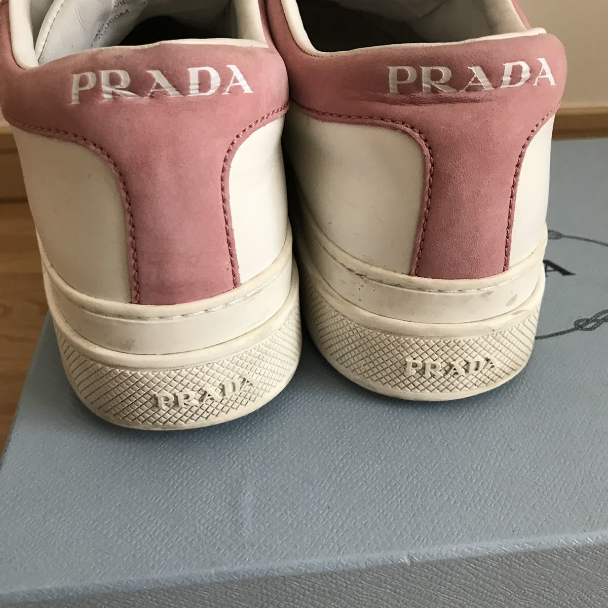 美品 PRADA プラダ レザー スニーカー ピンク 37 23.5㎝ | www
