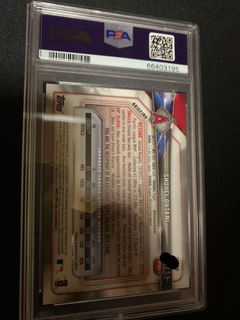ルーキーカード PSA8 大谷翔平 99枚限定 RC 2018 bowman holiday topps