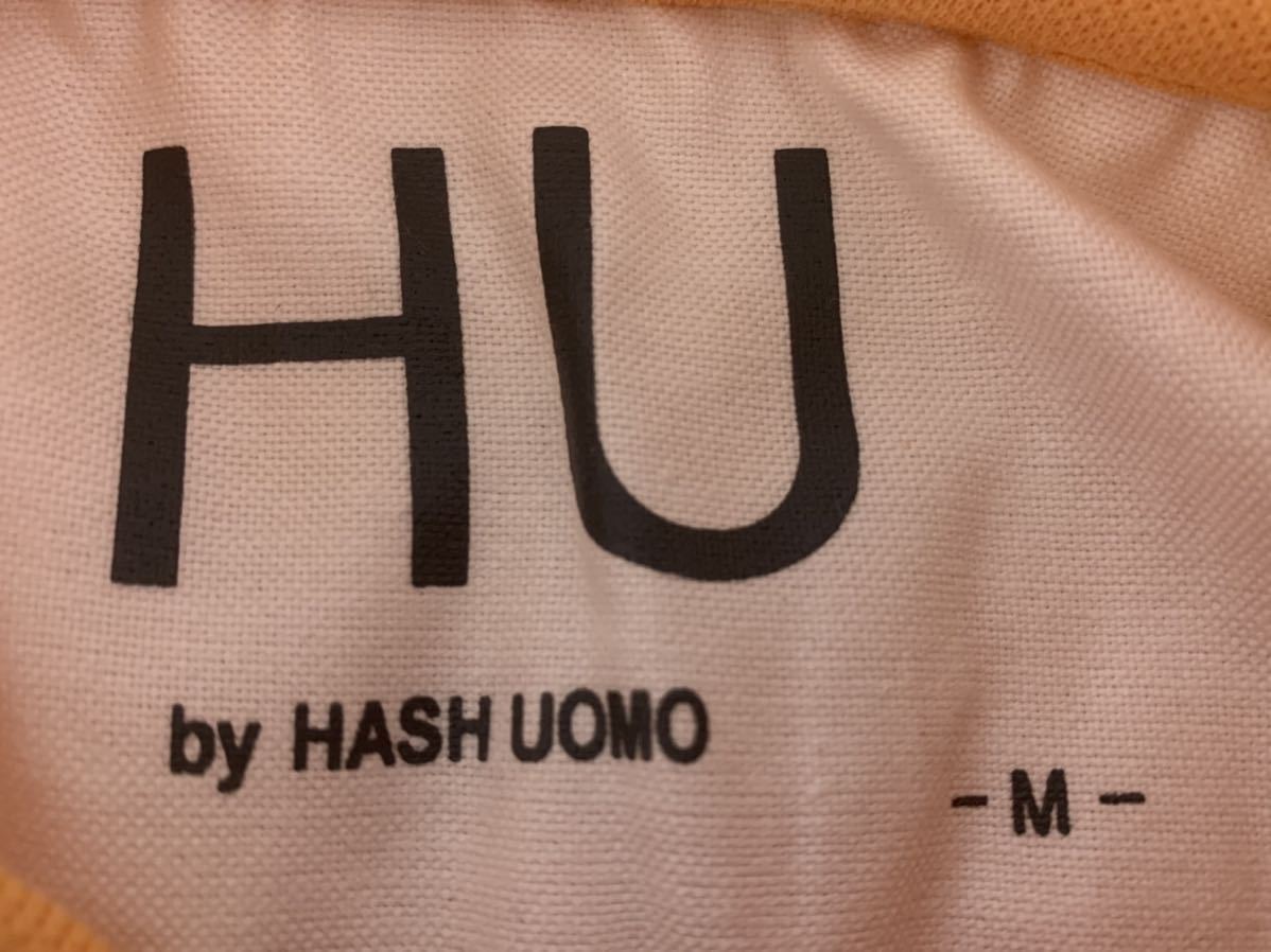 ☆送料無料☆ HASH UOMO 古着 半袖 胸ポケット付き ポロシャツ オレンジ メンズ M トップス 中古 即決_画像6