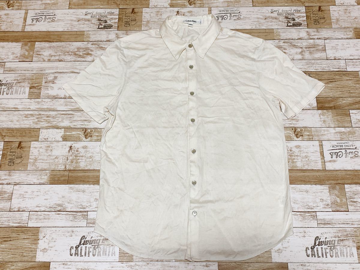* free shipping * Calvin Klein Calvin Klein old clothes short sleeves shirt men's M white tops used prompt decision 