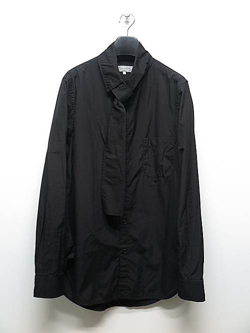 SALE40%OFF/Yohji Yamamoto・ヨウジヤマモト／環縫いブロード Y－衿ストール環縫いB／ブラック・3_画像1