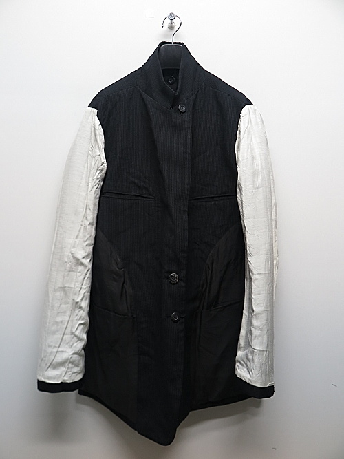 SALE40%OFF/nude:masahiko maruyama ・ヌード:マサヒコマルヤマ/Wool/Linen Double Cloth REVERSIBLE OVERSIZED JACKET/Black - Stripe・2_画像6