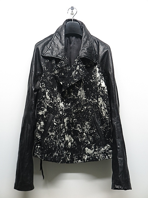 SALE50%OFF/KMRii・ケムリ/Cow Leather Flake Discharged Jacket/BLK
