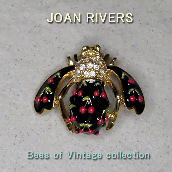 春先取りの ☆蜂ブローチ：黒に赤チェリー・Joan Rivers