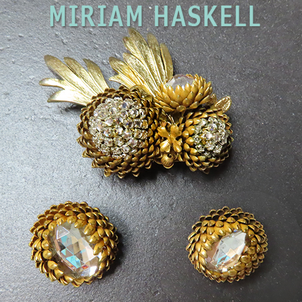 * Miriam * Haskell : Stone ввод сосна ..... брошь . серьги : Vintage костюм 