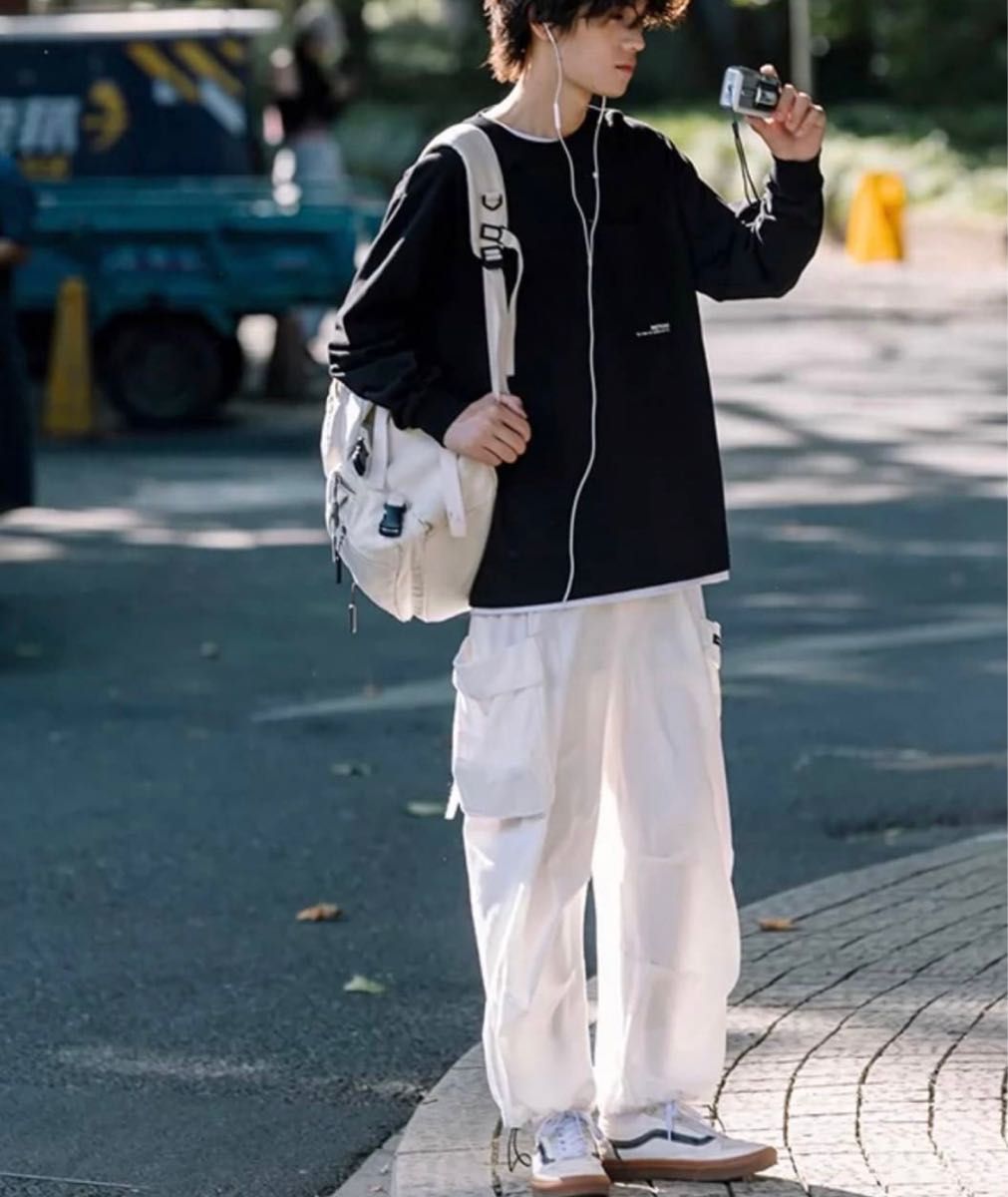 SALE／89%OFF】 カーゴパンツ XL 韓国 ストリート カジュアル メンズ ホワイト 白
