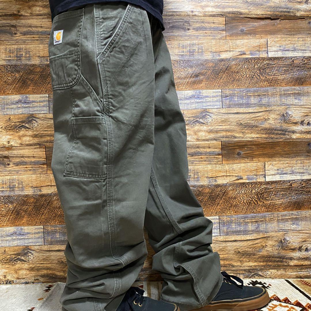 Carhartt カーハート ペインターパンツ ワークパンツ w36 緑 グリーン カーキ オリーブ 古着 極太 オーバーサイズ ビッグサイズ メンズ