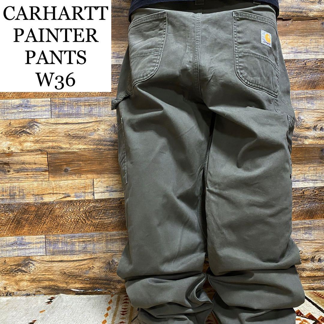 Carhartt カーハート ペインターパンツ ワークパンツ w36 緑 グリーン カーキ オリーブ 古着 極太 オーバーサイズ ビッグサイズ メンズ