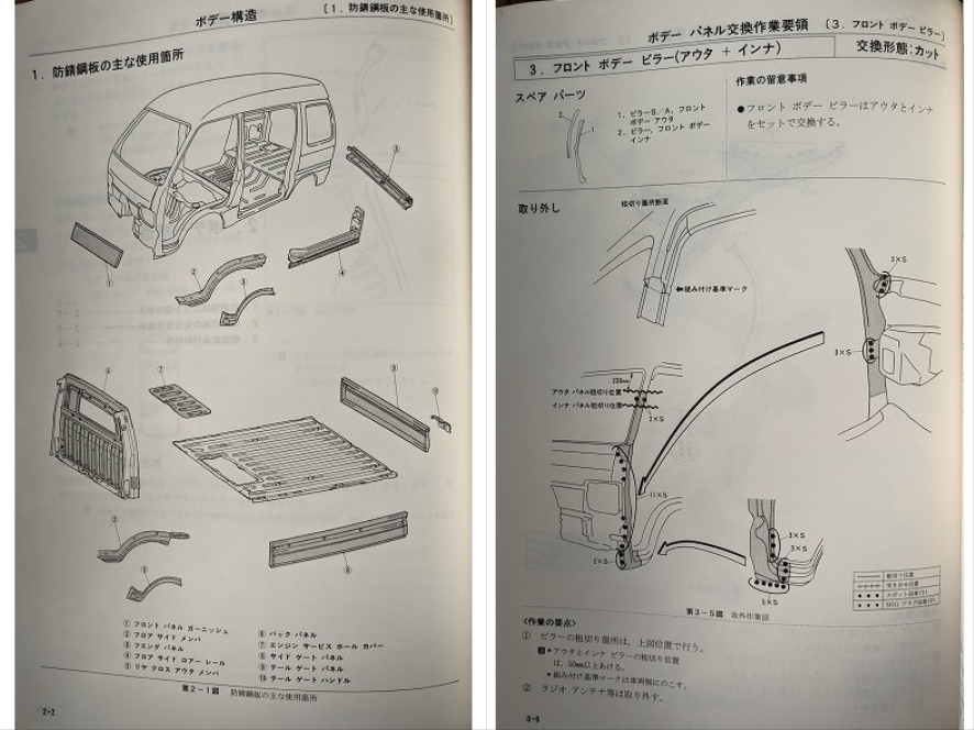 ハイゼット　(S80 S81)　ボデー修理書　1986/10　昭和61年　HIJET　ボディー修理書　古本・即決・送料無料　管理№ 40251