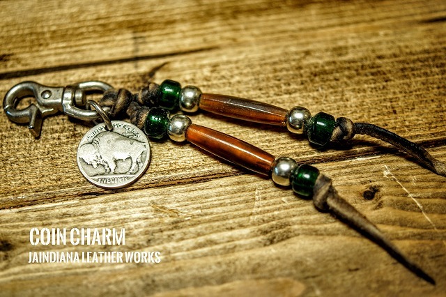  Buffalo coin *bo-n beads charm key holder hand made 