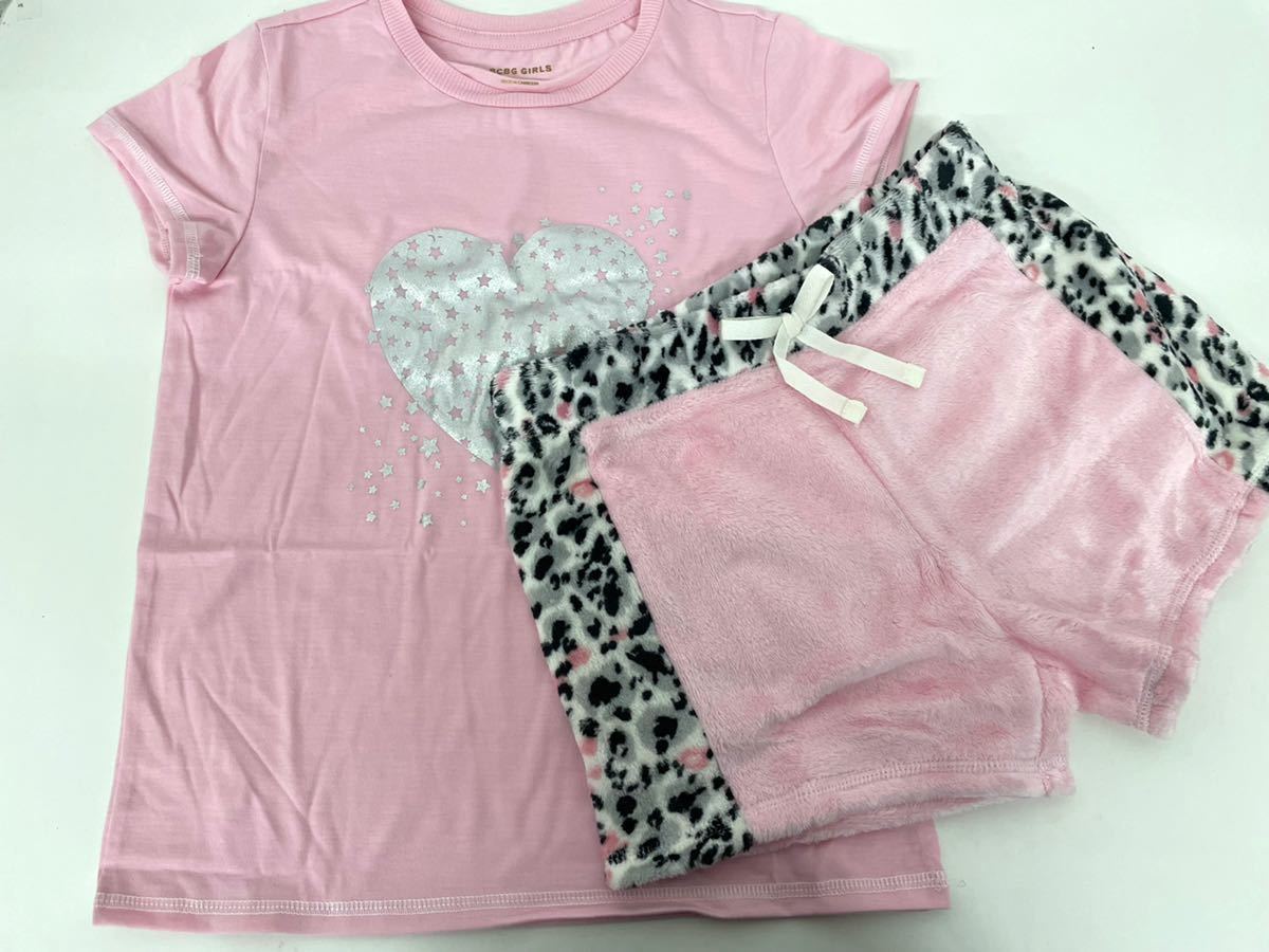 新品■BCBG GIRLS 女の子 パジャマ 4点セット もこもこ あったかい♪ S 7/8 7-8歳 豹柄 ピンク_画像3