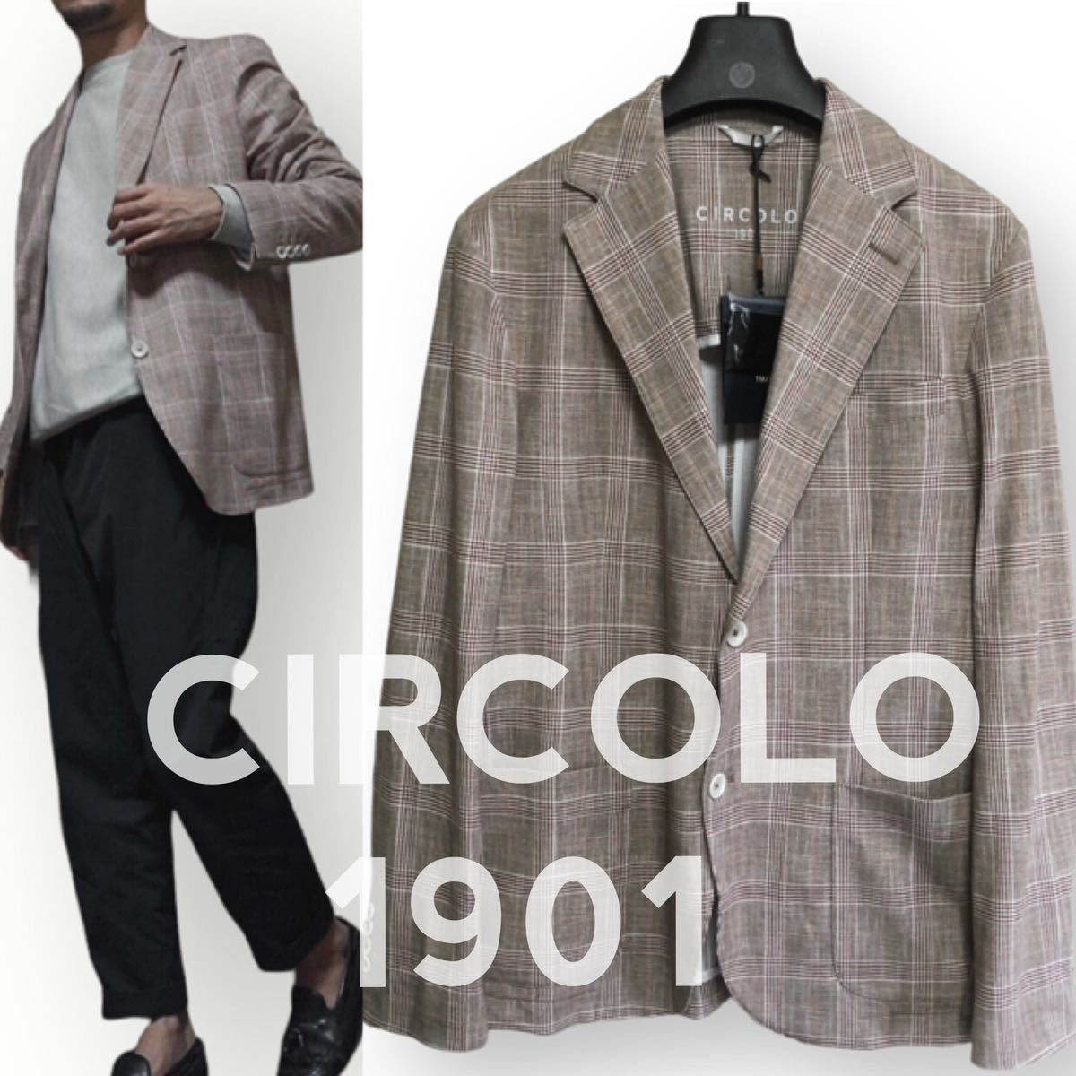 新品 CIRCOLO 1901 チルコロ コットンジャージー ジャケット 50 テーラードジャケット 定期入れの