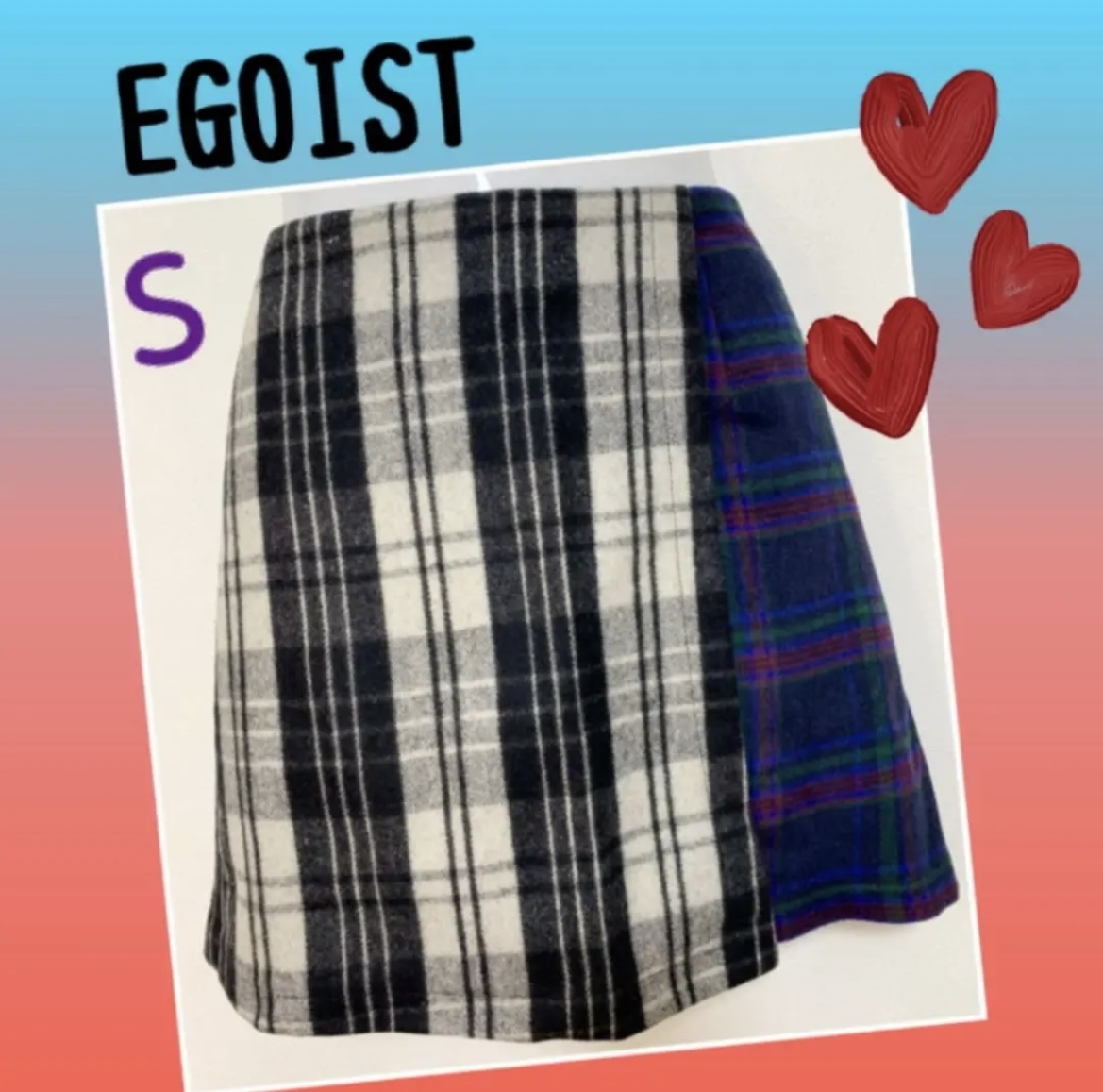 【新品未使用】エゴイスト　EGOIST チェック柄　ラップ風ミニスカート　Sサイズ　レディース_画像1