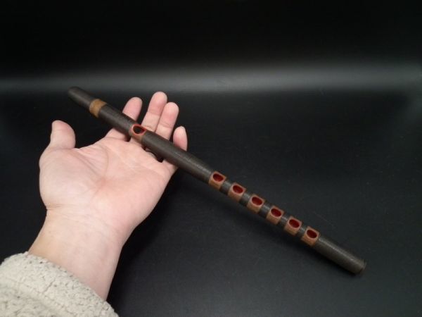 高麗笛 36.8㎝ 煤竹 樺巻 雅楽 管楽器 吹き物 高麗楽 東遊 御神楽 古竹