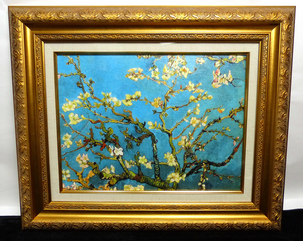 ゴッホ「アーモンドの花咲く枝」6号 立体複製名画 /豪華額装(ジクレー 