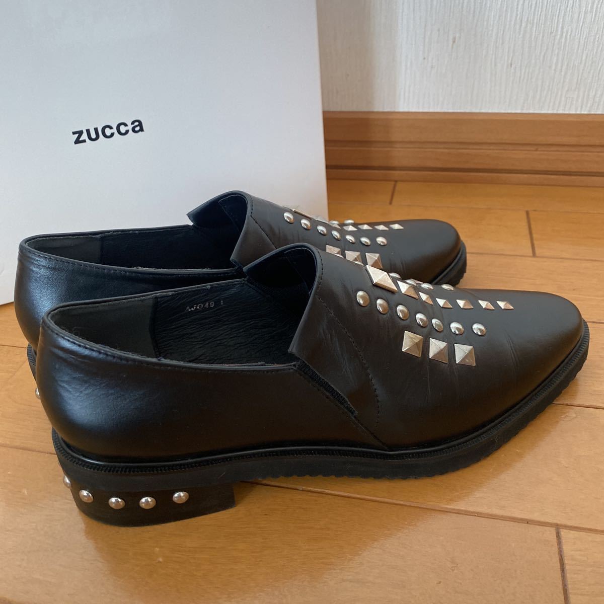 1回着用美品◆zucca ズッカ　スタッズシューズ◆サイズＬ◆黒◆革靴　靴