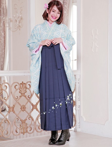 人気が高い 着物袴セット ジュニア用へ直し144cm~150cm 麻の葉柄 卒業