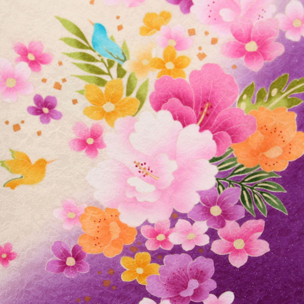  long-sleeved kimono kimono full set silk 100 flower .. small articles till all ..20 point complete set 7 days rental ( stock ) cheap rice field shop [ rental ]R51