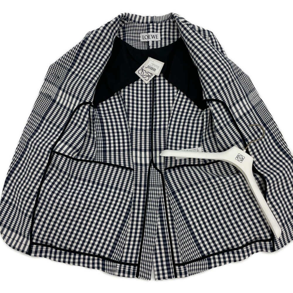 未使用 LOEWE ロエベ S2297311PA チェックジャケット ブルー×ホワイト