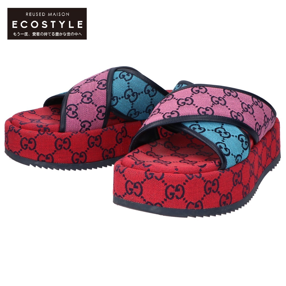 GUCCI グッチ 663666 GGマルチ クロス プラットフォームサンダル