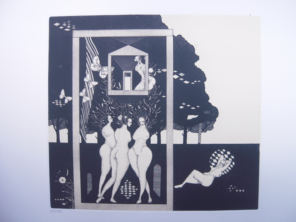 フローラル 銅版画 : 山下清澄 フォロ・ロマーノ 1 「イタリアの幻想