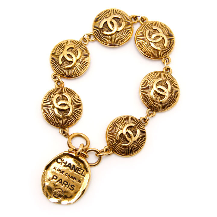 中古良品 シャネル ブレスレット ココマーク カンボンプレート 31 RUE CAMBON CHANEL GP ゴールド アクセサリー フランス製  ヴィンテージ