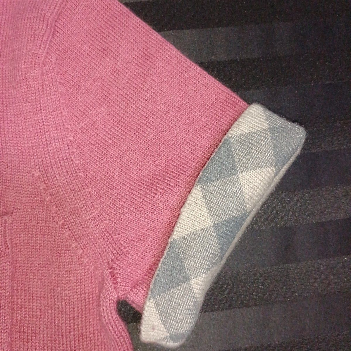カシミア　バーバリー　110 ニット　半袖カットソー　セーター　くすみピンク サマーニット 半袖ニット トップス