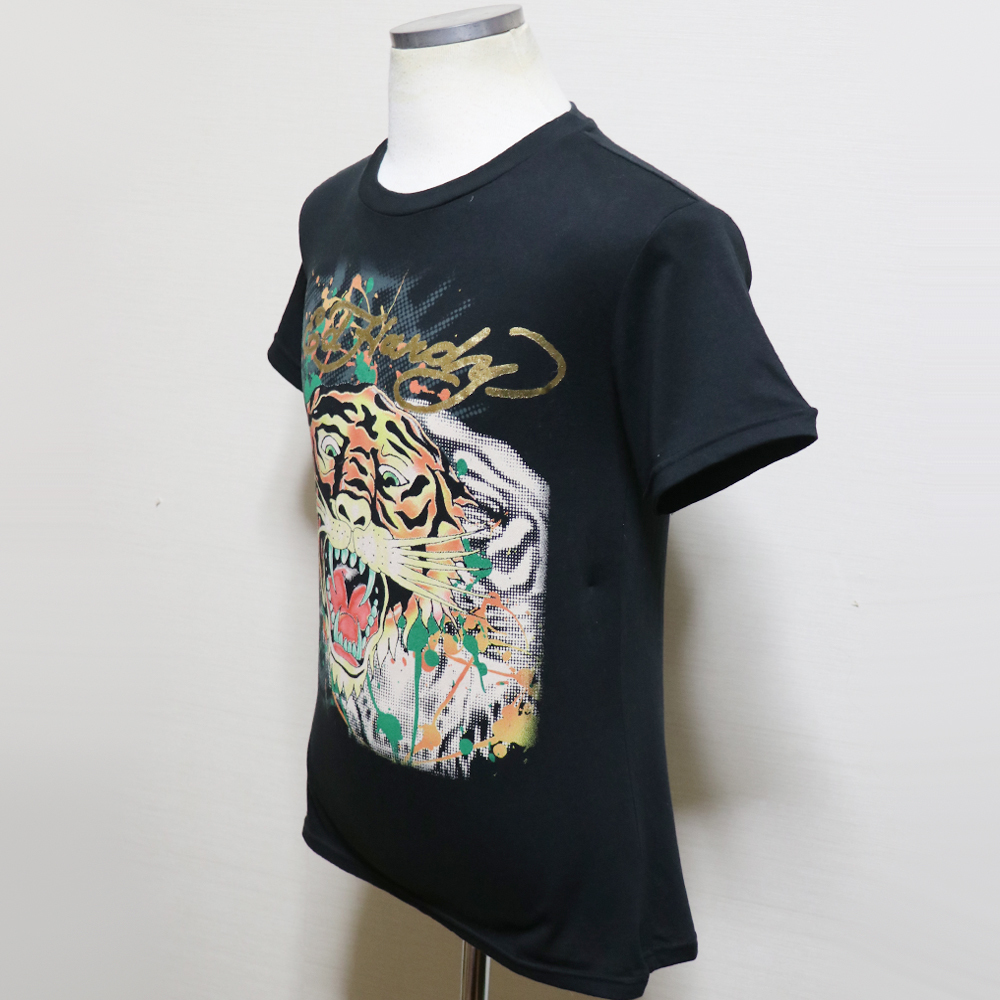  America покупка USED прекрасный товар Ed Hardy Ed Hardy - двусторонний Tiger & Logo принт футболка чёрный BOYS L