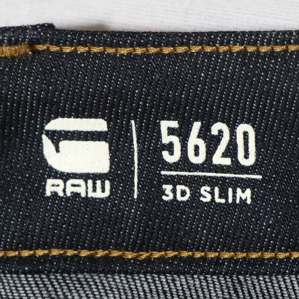 極美品 日本正規品 G-STAR RAW ジースターロゥ 5620 3D Slim ジーンズ デニムパンツ インディゴ 濃紺 リジットW34 L32_画像8