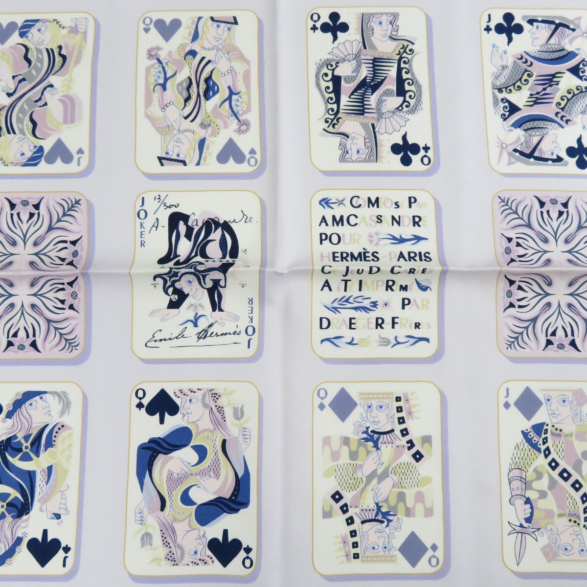エルメス カレ 90 Jeu de Cartes シルク 大判 スカーフ トランプ 総柄