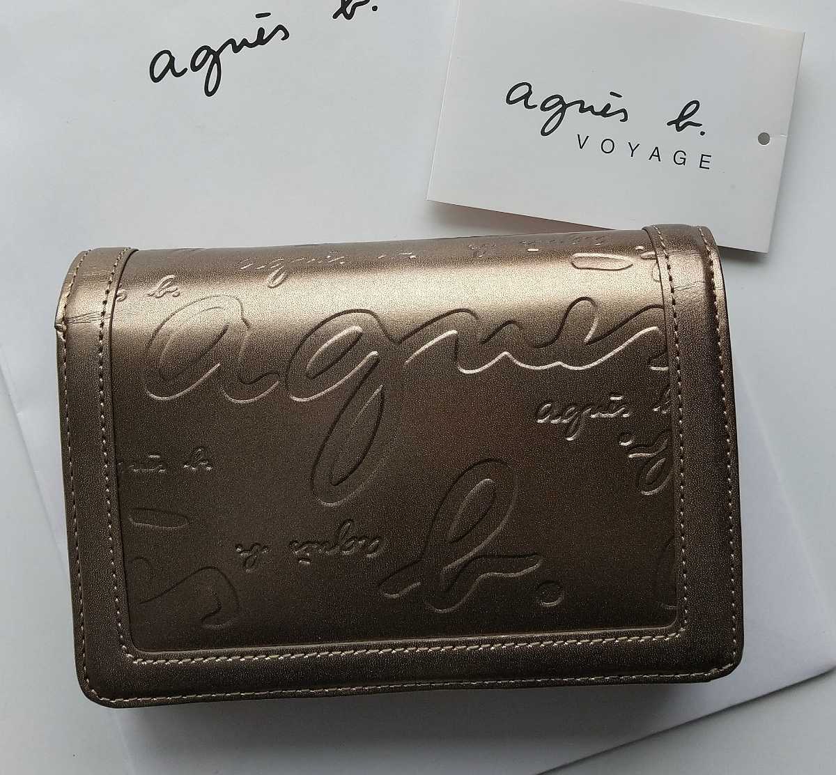 新品】アニエスベー agnes b 折財布 ゴールド 小銭入れ レディース