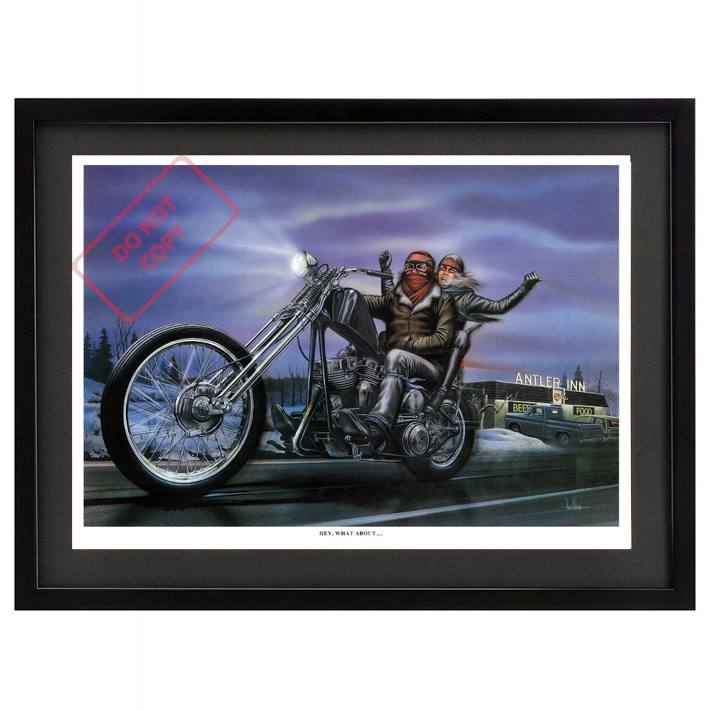 ポスター★David Mann×Easyriders 037『Hey, What About...,』★Chopper/イージーライダー/パンヘッド/ショベル/ヘルズエンジェルズ_額装サンプル　※額は別売りです