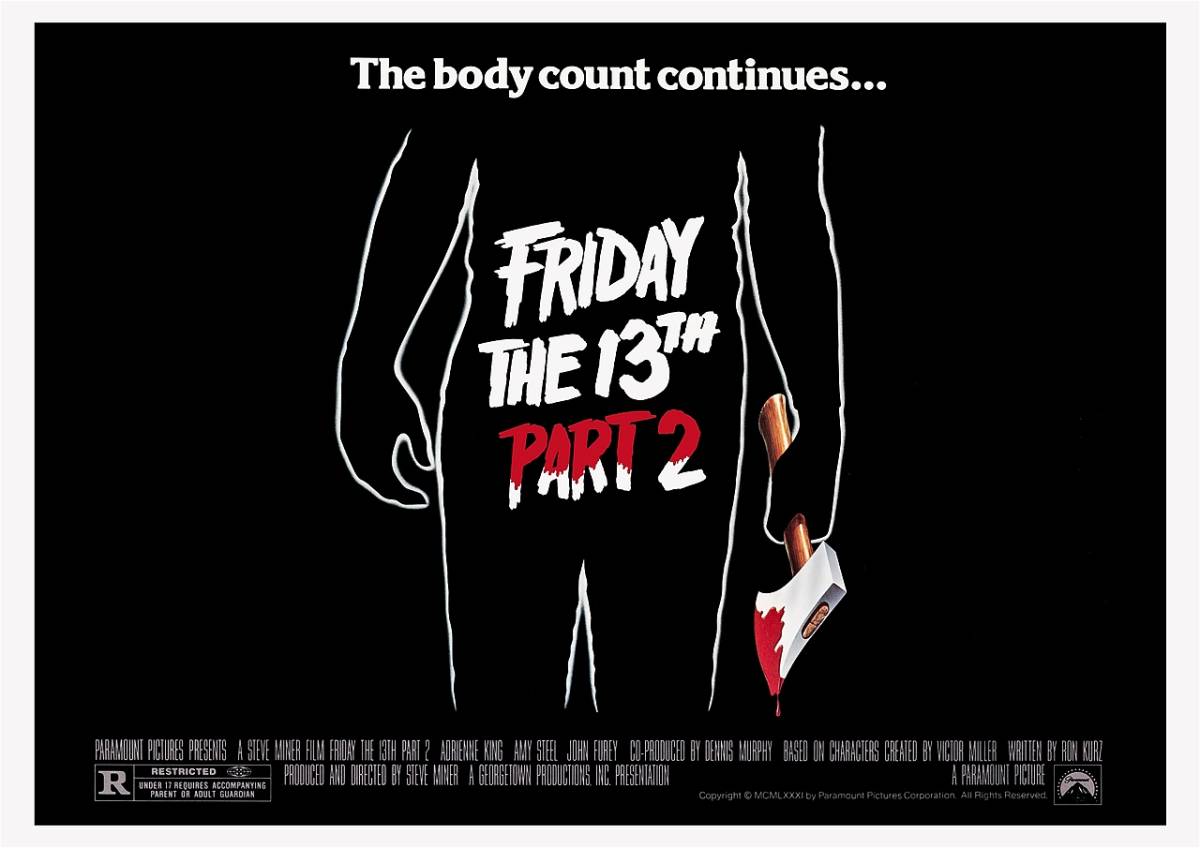 UK版ポスター『13日の金曜日PART2』（Friday the 13th Part 2）★ジェイソン/ホッケーマスク/スプラッター_ポスターサイズ：42cm × 29.7cm