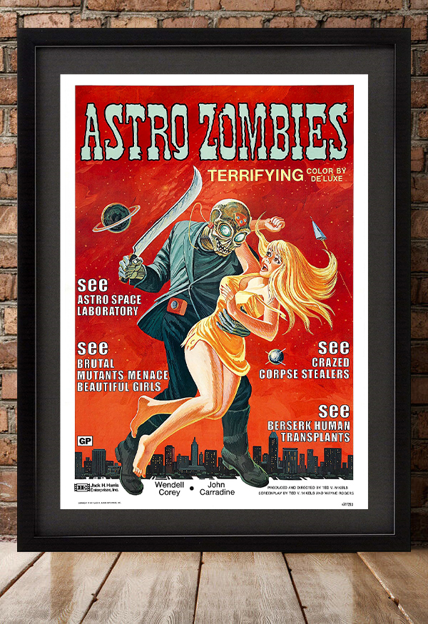 ポスター『アストロ・ゾンビーズ』 (The Astro-Zombies)#2★1968年★SFホラー映画/アストロゾンビ/アストロゾンビーズ_額装イメージ（額は付属しません）