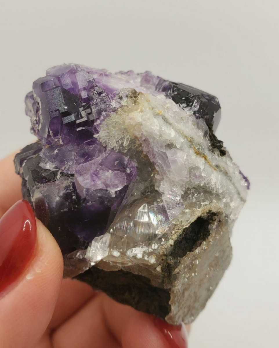 No143 高品質 オコルス産フローライトクォーツ 標本 蛍石水晶 原石