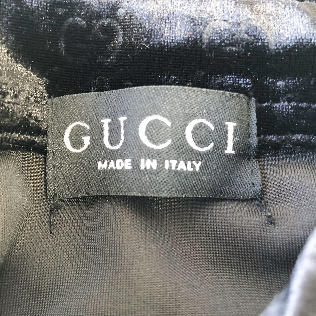 GUCCI グッチ GG柄 シマ ベロア 長袖シャツ ブラック 黒 総柄