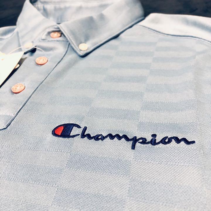 送料無料◆新品◆チャンピオン/CHAMPION ボタンダウン半袖ポロシャツ◆(L)◆C3-PG321◆ブルー (340)