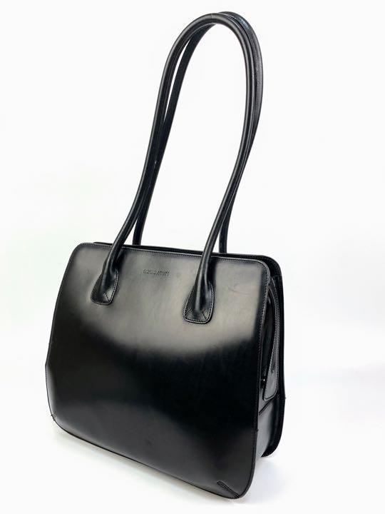ジョルジオアルマーニ ブラックレザー トートバッグ ビジネスバッグ 肩掛け 黒革 GIORGIO ARMANI ショルダー メンズ レディース ファッション レディースバッグ トートバッグ