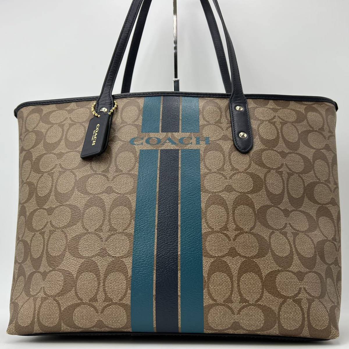 美品☆COACH コーチ トートバッグ ハンドバッグ 肩掛け シグネチャー-
