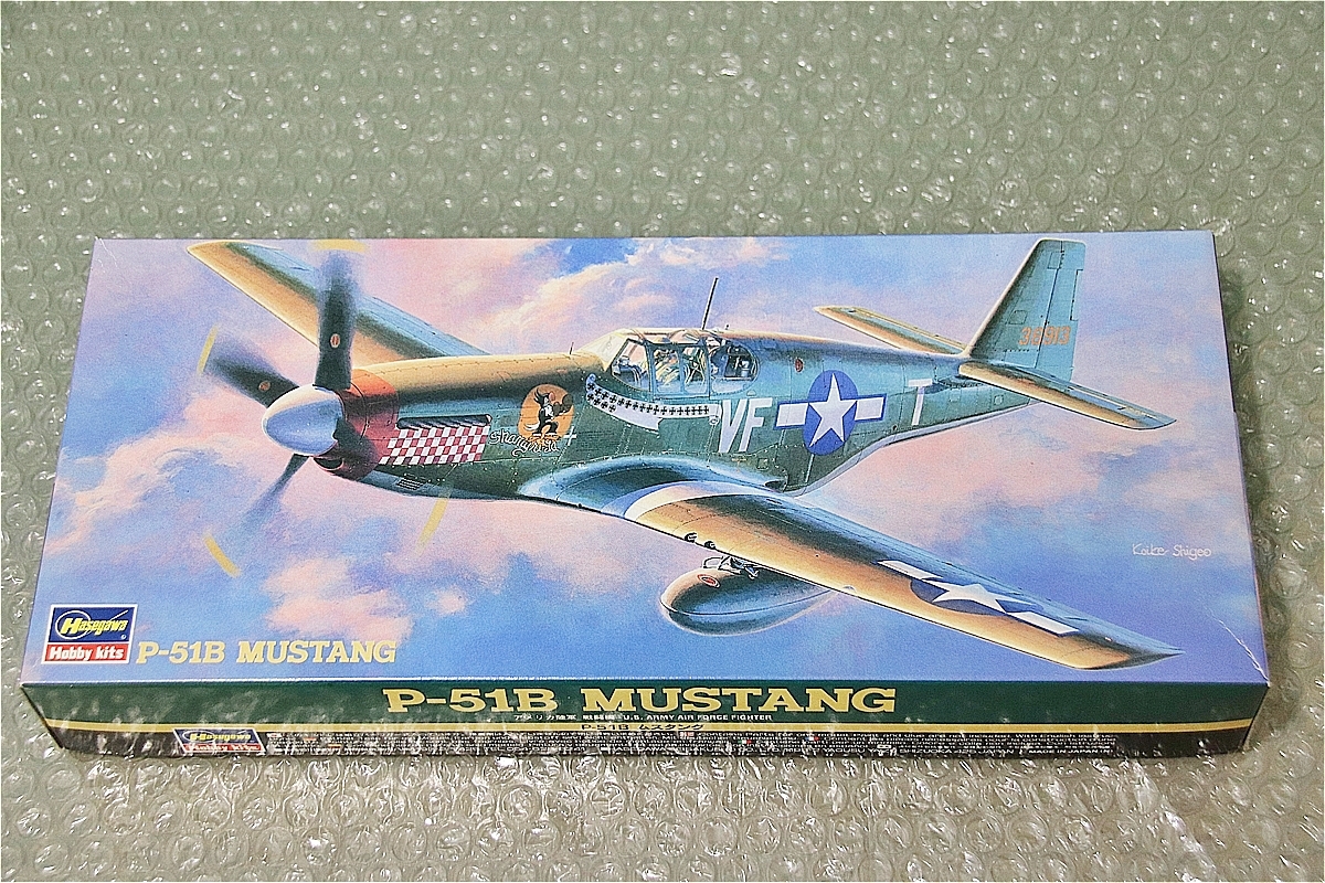 プラモデル ハセガワ HASEGAWA 1/72 P-51B MUSTANG ムスタング マスタング 飛行機 戦闘機 未組み立て 古い 昔のプラモ 1992年_画像1