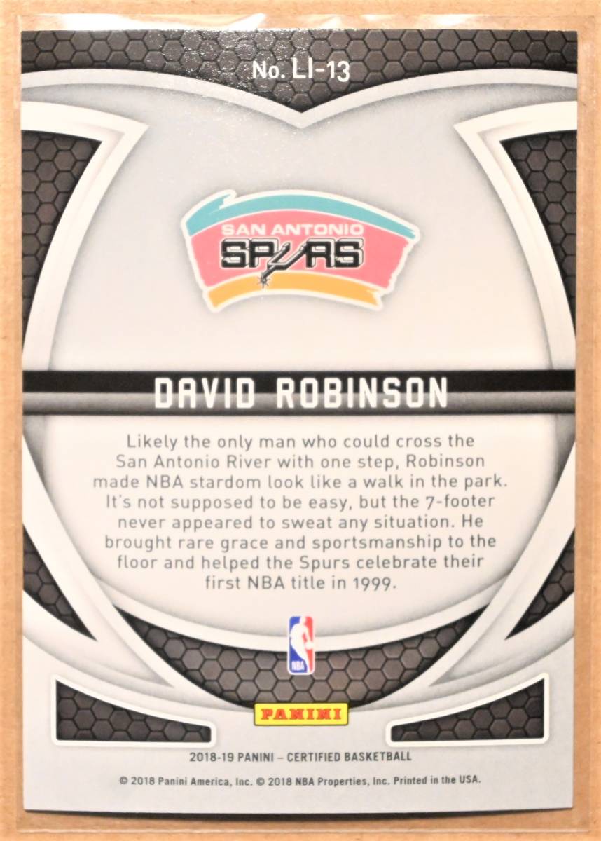 DAVID ROBINSON (デビッドロビンソン) 2018-19 LASTING IMPRESSIONS トレーディングカード 【NBA,SPURS,スパーズ】_画像2