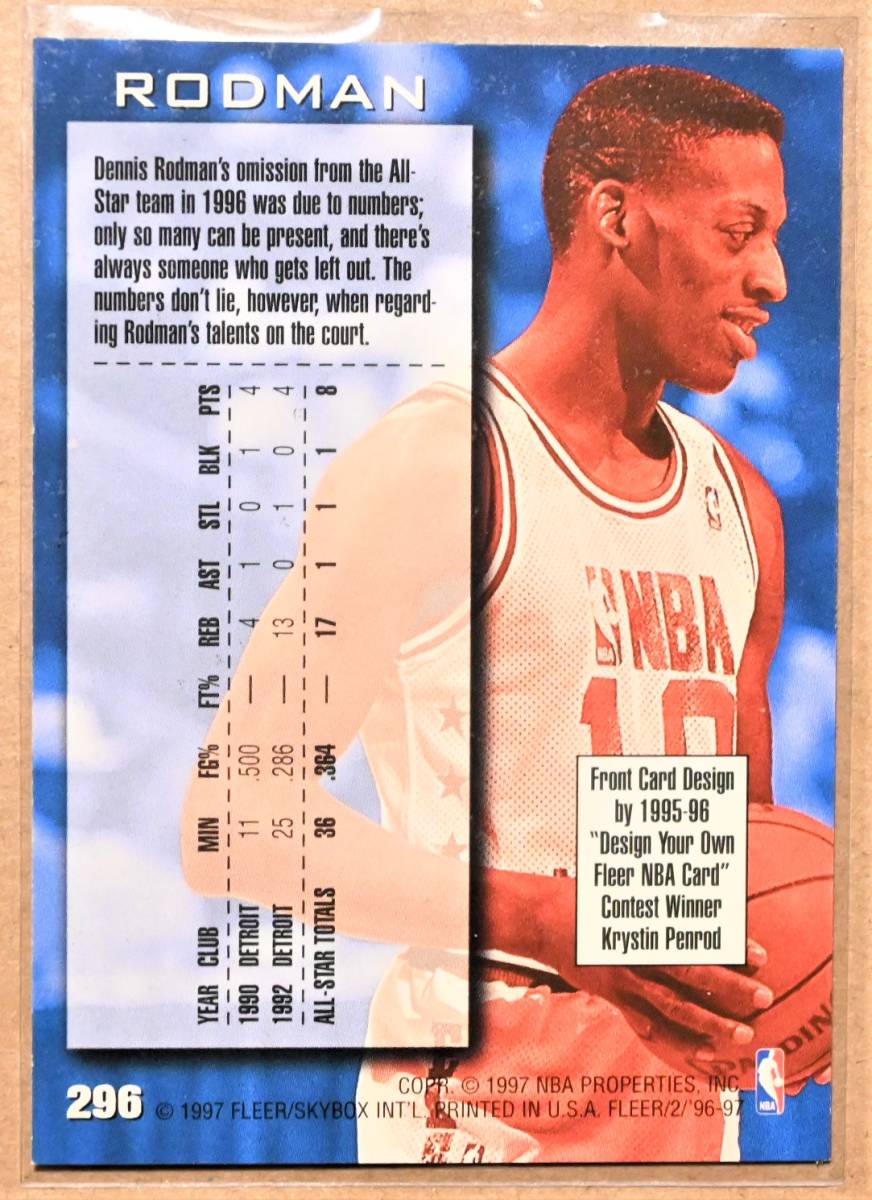 DENNIS RODMAN (デニス・ロッドマン) 1997 FLEER '96-97 NBA ALL-STAR 2 RETRO トレーディングカード 【シカゴブルズ CHICAGO BULLS】_画像2