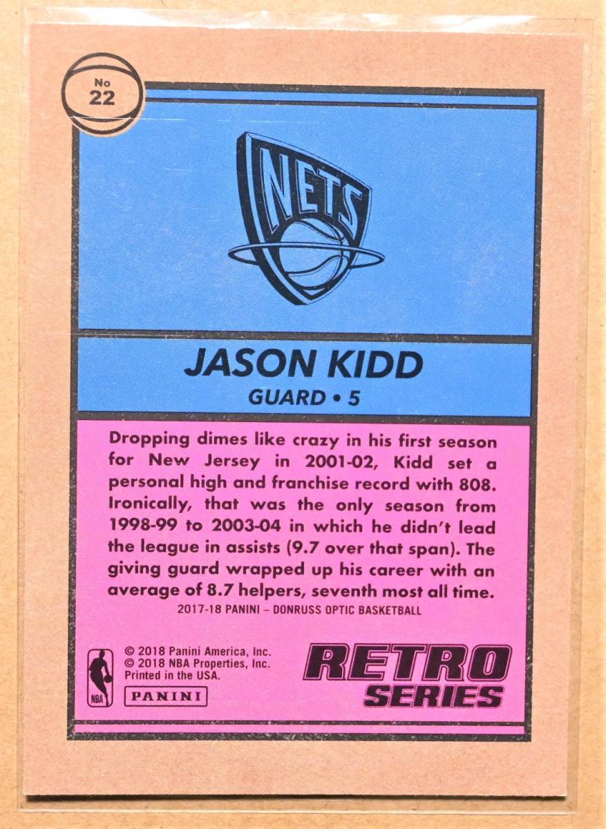 JASON KIDD (ジェイソン・キッド) 2017-18 OPTIC RETRO SERIES トレーディングカード 【NBA ダラス・マーベリックス Dallas Mavericks】_画像2