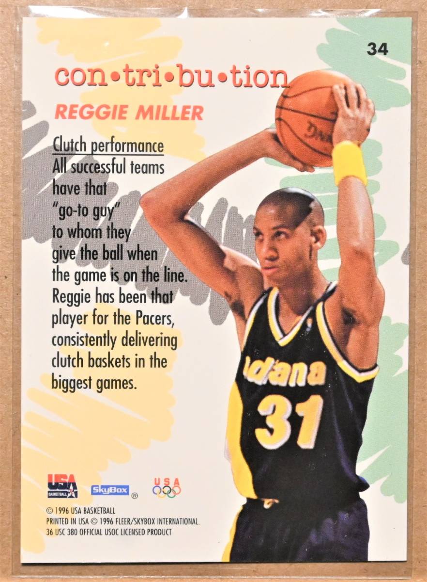 REGGIE MILLER (レジー・ミラー) 1996 skybox USA BASKETBALL トレーディングカード 【NBA インディアナ・ペイサーズ Indiana Pacers】_画像2