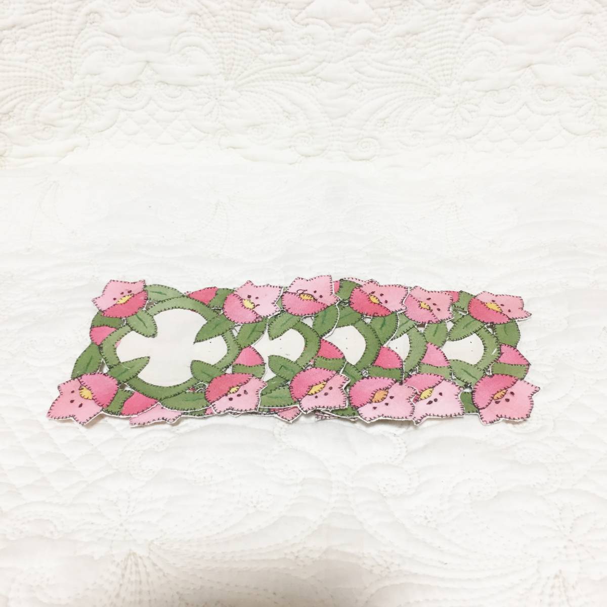 新品　花柄　布コースター　５枚セット　ピンク_画像5