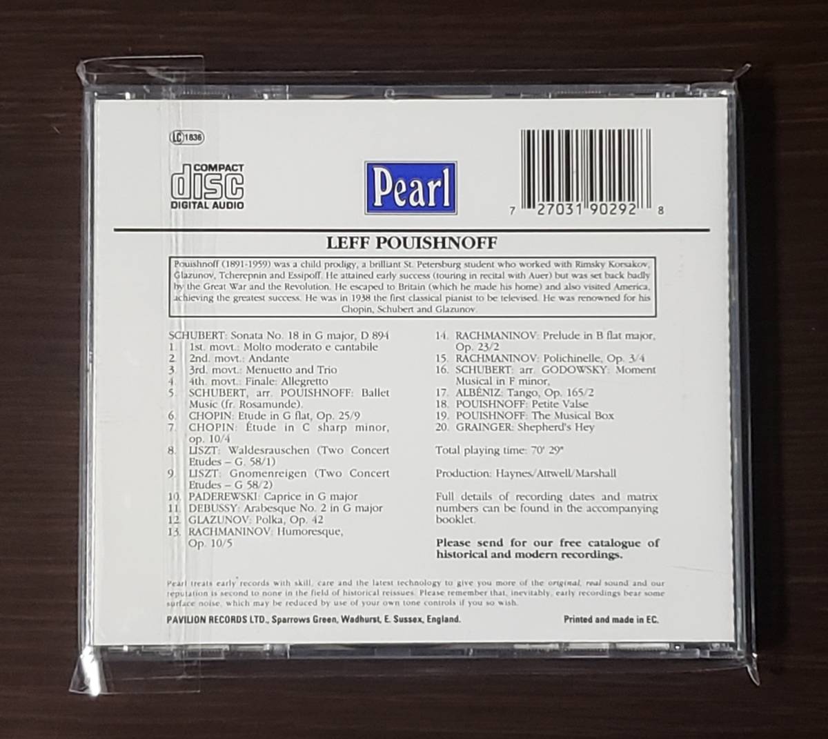 【Pearl/希少廃盤】◆シューベルト&ショパン&リスト/プイシュノフ◆の画像2