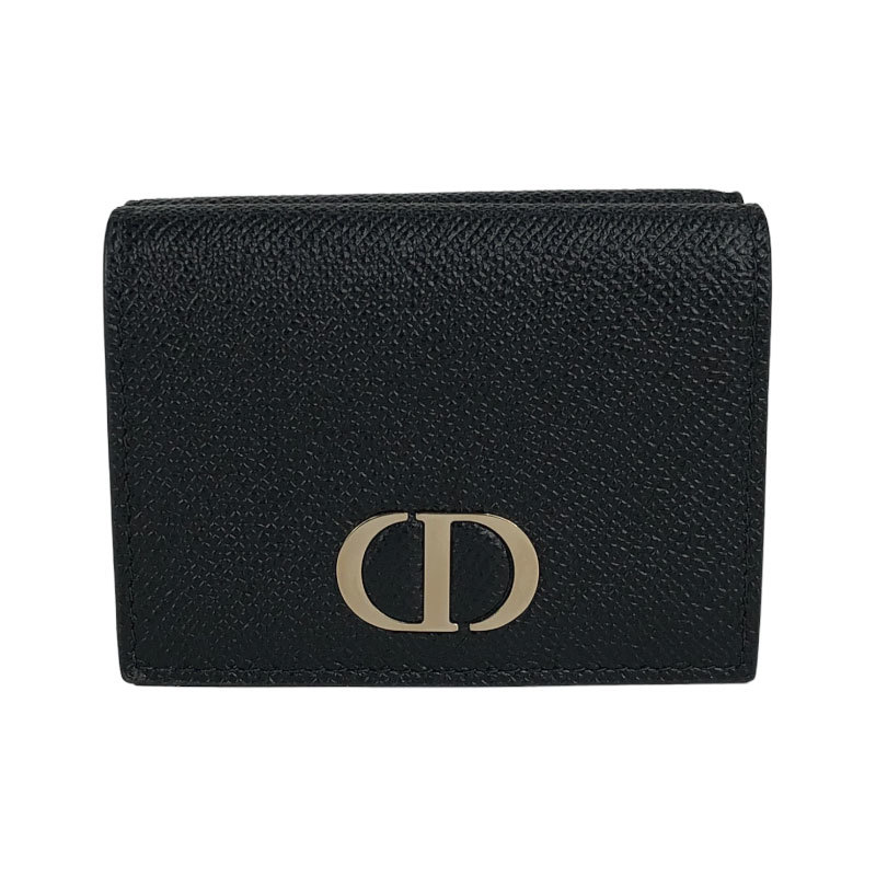 クリスチャン・ディオール Christian Dior 30 モンテーニュ コンパクトウォレット S2084 ブラック 三つ折り財布 レディース 中古