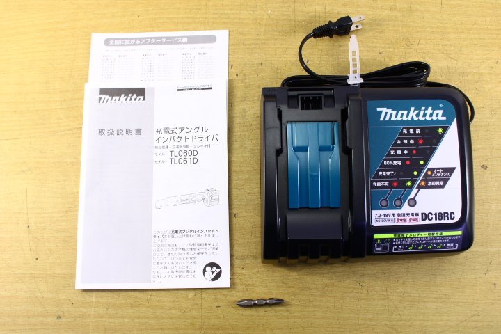 ●【未使用】makita マキタ TL061D 充電式アングルインパクトドライバ 18V 締付 ネジ締め 電動工具 付属品あり ケース付【10797576】 9