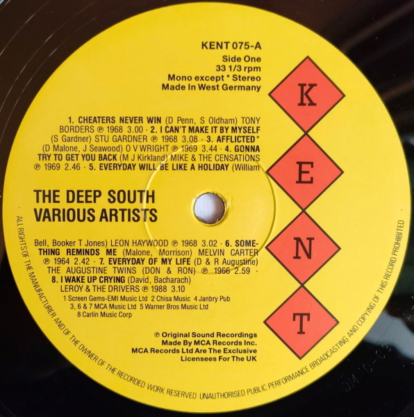 Various Soul【UK盤 LP】 The Deep South　 (Kent 075) 1988年 / Stu Gardner / Sam & Bill / Matt & Robert / Melvin Carter etc._画像3